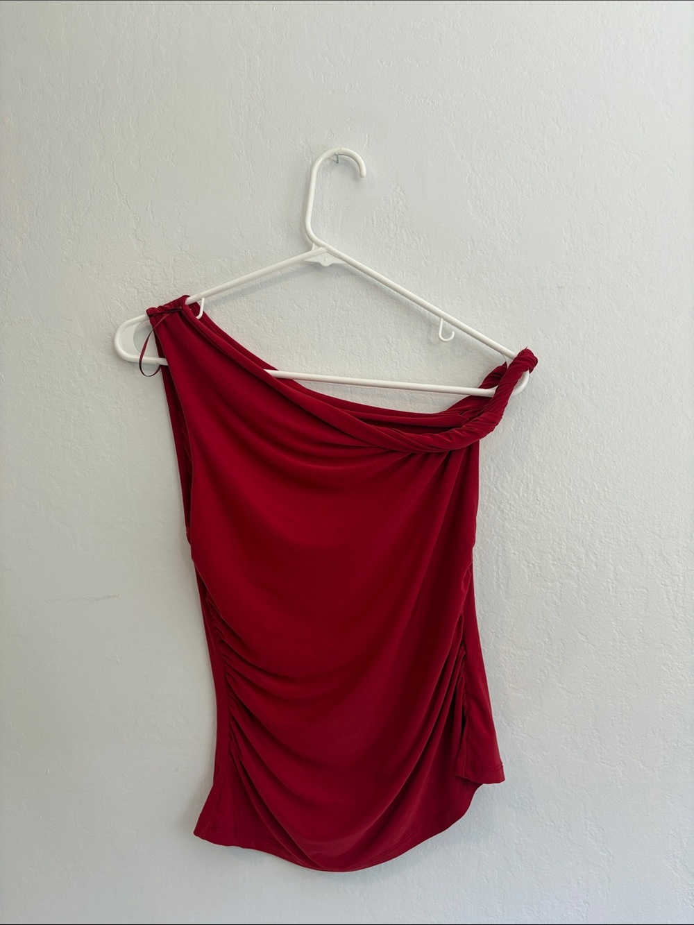 Pull&Bear One-Shoulder Red Draped Top